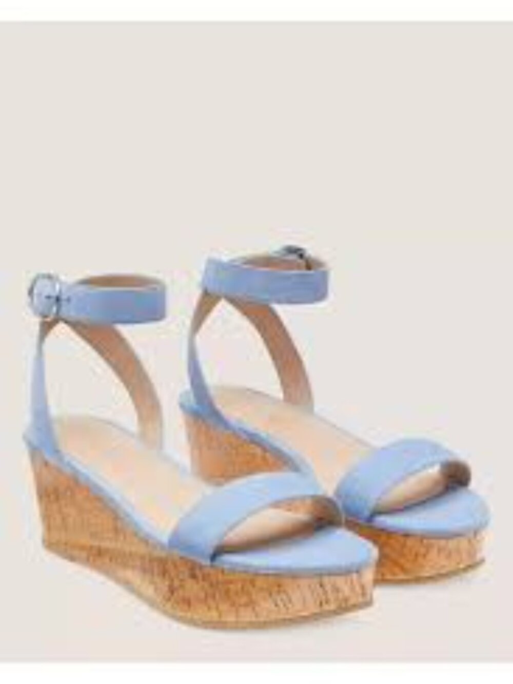 Stuart Weitzman Suede Leather Ankle Strap Platform Sandals 7 Light Blue Spring